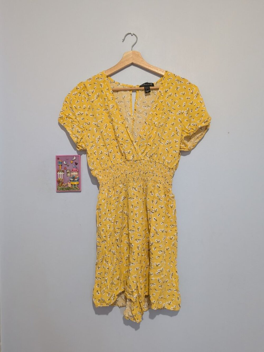 Streetwear Society Floral Romper, Yellow, Size Large